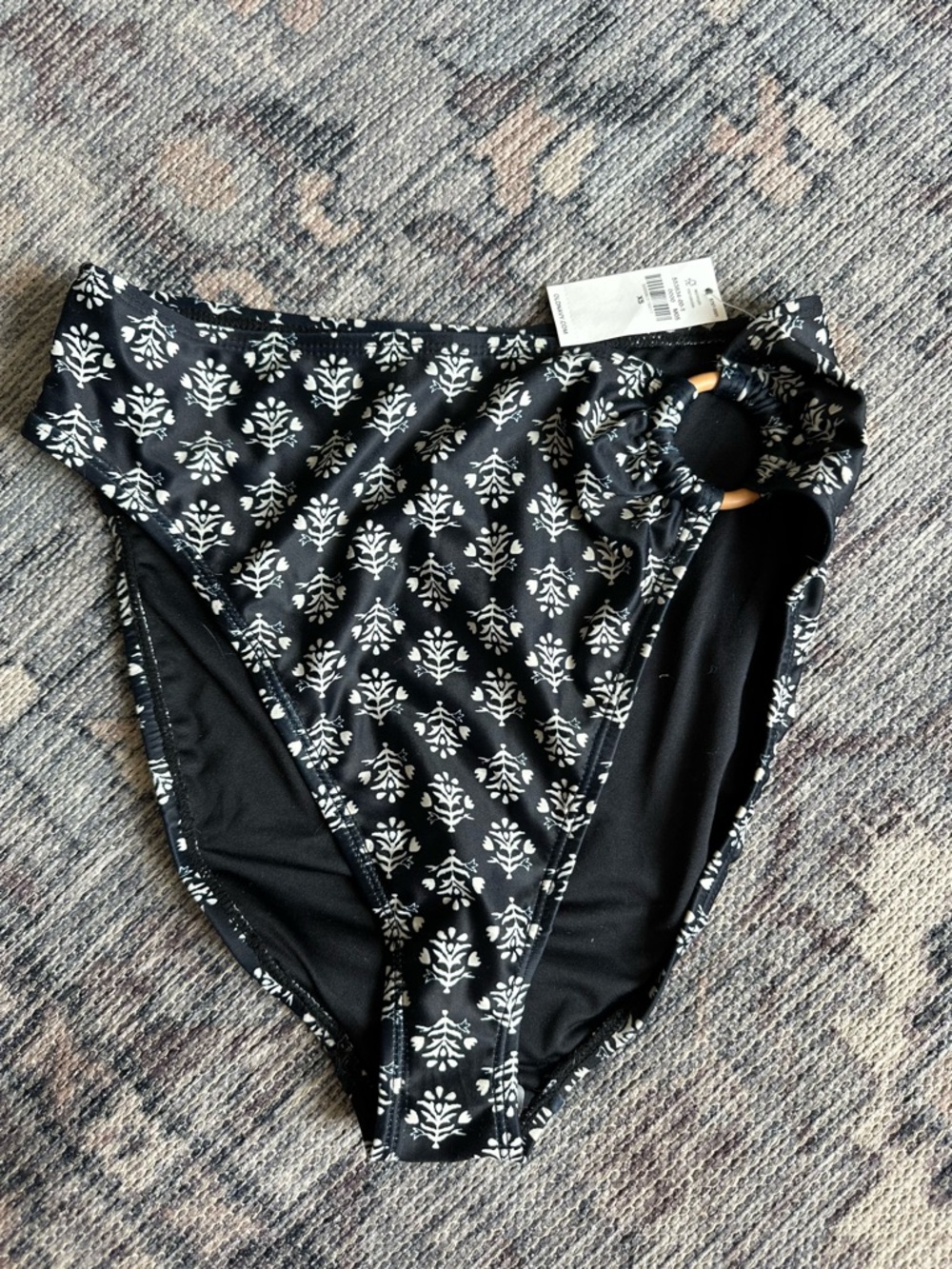 Old Navy Black and White Printed High-Waist Bikini Bottoms